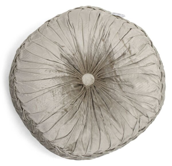 Béžový zamatový okrúhly vankúš Smock - Ø 40 * 15cm - Mars & More