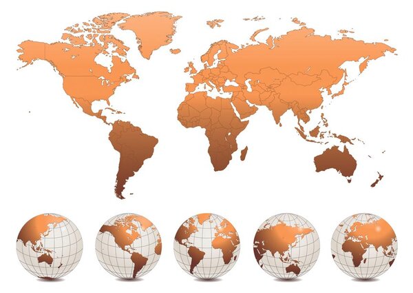 Tapeta glóbusy s mapou sveta
