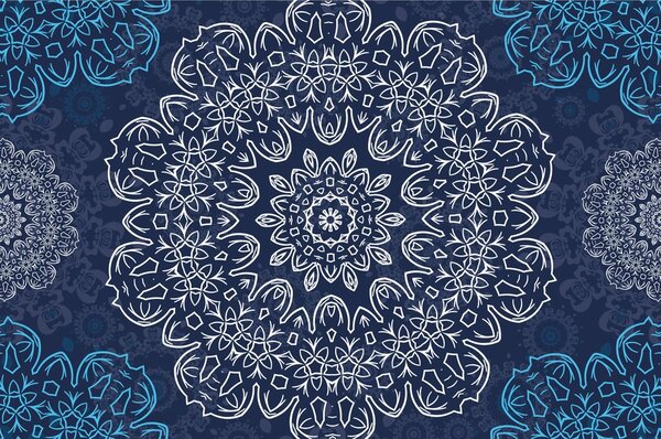 Tapeta modrá Mandala s abstraktným vzorom