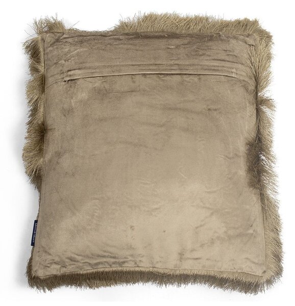 Taupe zamatový vankúš s strapcami Smock - 45 * 45 * 10cm - Mars & More