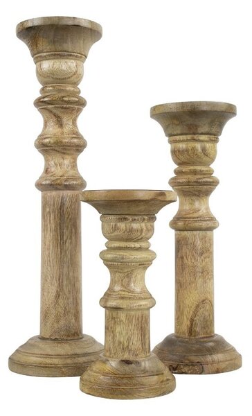 Drevený svietnik Mana z mangového dreva M - 11 * 11 * 30cm - Mars & More