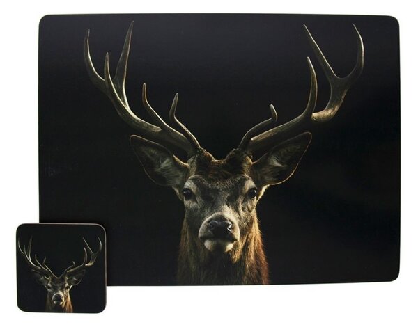 6ks pevné korkové podtácky s jeleňom Black Deer - 10 * 10 * 0,4 cm - Mars & More