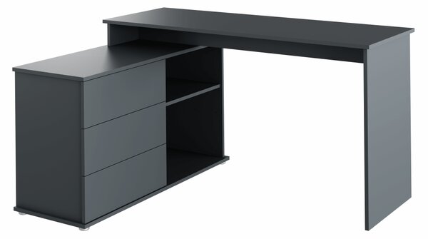 KONDELA Univerzálny rohový PC stôl, grafit, TERINO