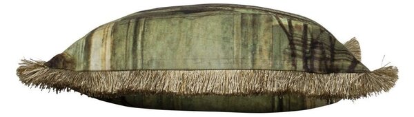 Zamatový vankúš s pávom a zlatými strapcami - 45 * 45 * 10cm - Mars & More