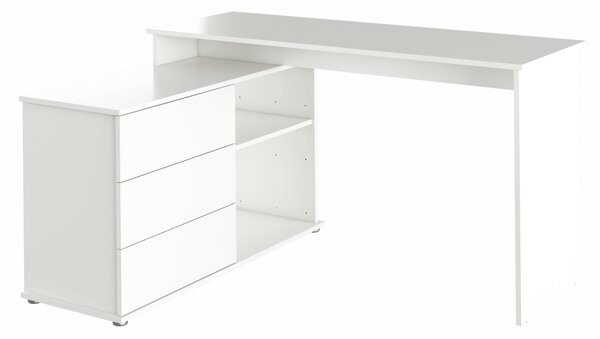 KONDELA Univerzálny rohový PC stôl, biela, TERINO