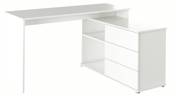 KONDELA Univerzálny rohový PC stôl, biela, TERINO