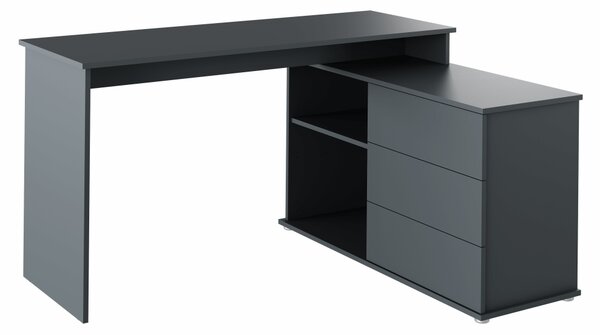 KONDELA Univerzálny rohový PC stôl, grafit, TERINO