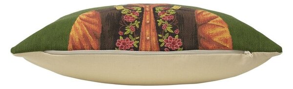 Zelený gobelínový vankúš sa zajacom vo veste - 45 * 15 * 45cm - Mars & More