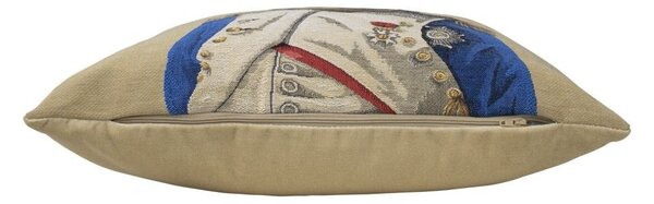 Béžový gobelínový vankúš s motívom buldočka v napoleonskej uniforme - 45 * 15 * 45cm - Mars & More