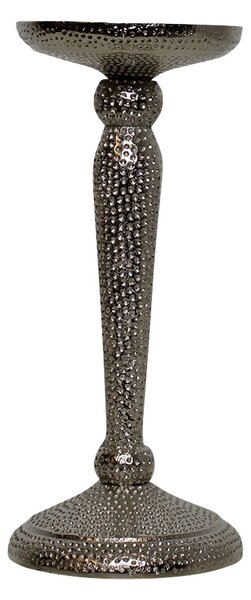 Strieborný lesklý kovový svietnik široký - Ø 9 * 22cm - Mars & More
