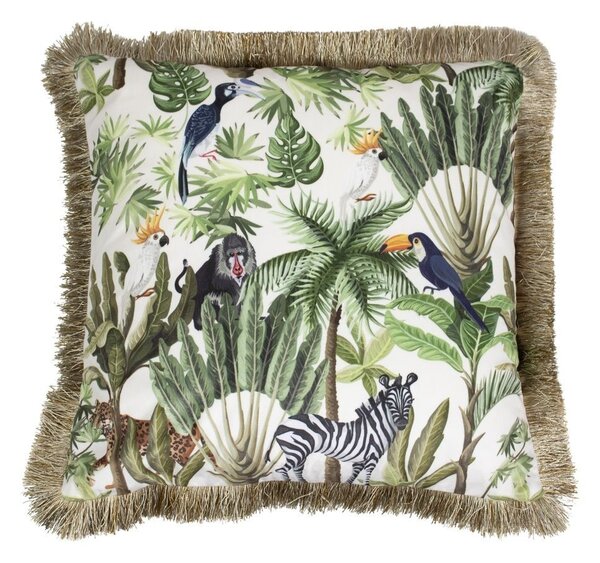 Zamatový vankúš s strapcami Jungle - 45 * 45 * 10cm - Mars & More