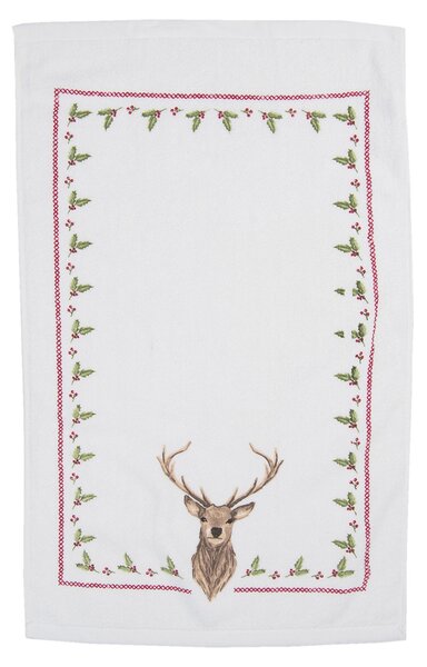 Froté kuchynský uterák s jeleňom Cosy Lodge - 40 * 66 cm - Clayre & Eef