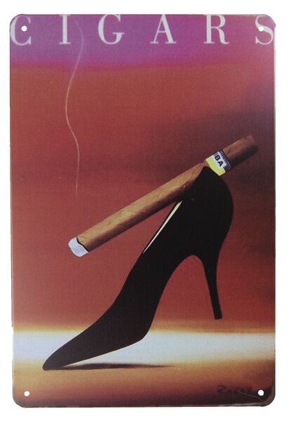 Vínová kovová ceduľa Cigars- 20 * 30 cm - Clayre & Eef