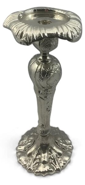 Strieborný barokový kovový svietnik Baroque - 33cm - Mars & More