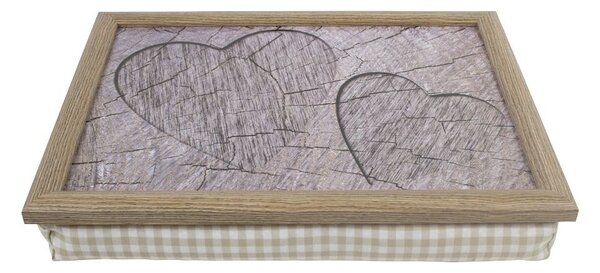 Podnos na nohy s motívom srdca vo stromu Hearts grey - 43 * 33 * 7cm - Mars & More