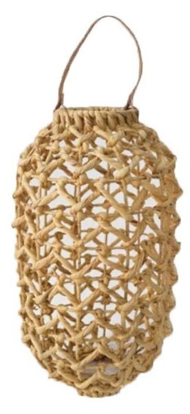 Závesná pletená lampáš s koženým uchom - 32cm - Mars & More