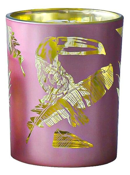 Ružový svietnik na čajovú sviečku Toucan S - 7*7*8cm - Mars & More