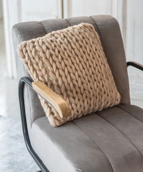 Pletený prírodné vankúš Tricot crema - 40 * 40 cm - J-Line by Jolipa