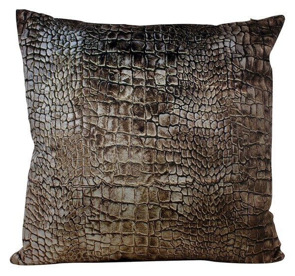 Hnedý zamatový vankúš s imitáciou krokodílej kože - 45 * 45 * 10cm - Mars & More