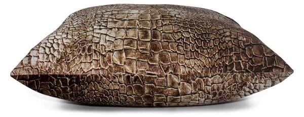 Hnedý zamatový vankúš s imitáciou krokodílej kože - 45 * 45 * 10cm - Mars & More
