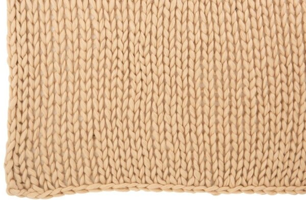 Pletený prírodné pléd Tricot crema - 152 * 127 cm - J-Line by Jolipa