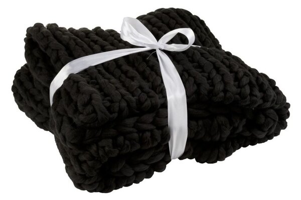 Pletený čierny pléd Tricot black - 152 * 127 cm - J-Line by Jolipa