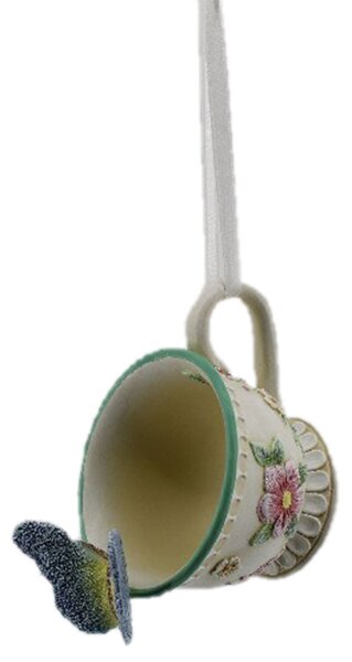 Závesná dekorácia šálka s motýlikom - 9 * 8 * 12 cm - Clayre & Eef
