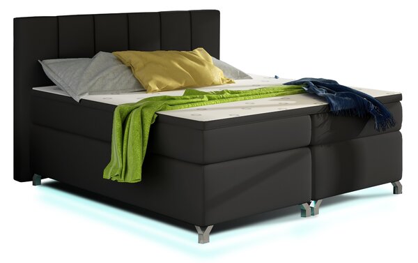 Drevko Čalúnená posteľ s LED osvetlením Basilio - Soft 11 - 160 x 200 cm, Čierna