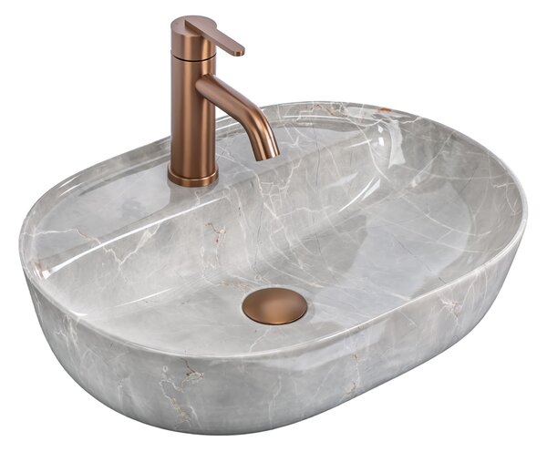 Rea Aura 51, oválne umývadlo na dosku, 505x385x135mm, imitácia kameňa, REA-U3227