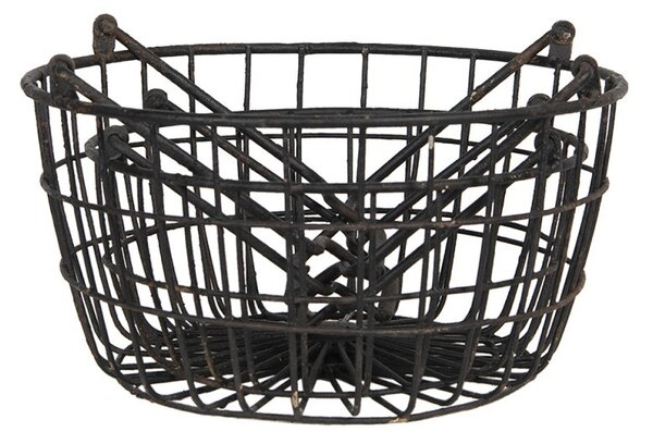 Čierne drôtené košíky (2 ks) - Ø 30 * 17 / Ø 25 * 13 cm - Clayre & Eef