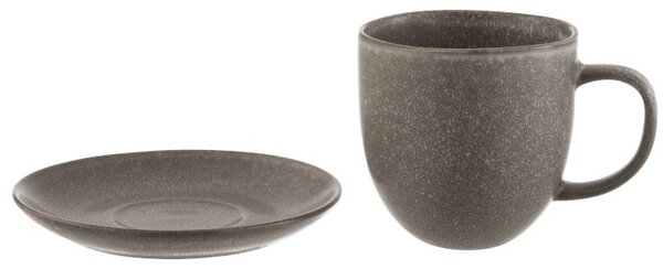 Šedo-hnedý keramický šálka s tanierikom Louise taupe - 12 * 9 * 9.5cm - J-Line by Jolipa