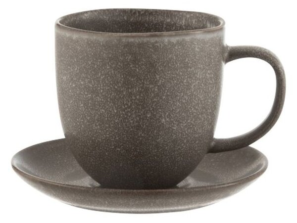 Šedo-hnedý keramický šálka s tanierikom Louise taupe - 12 * 9 * 9.5cm - J-Line by Jolipa
