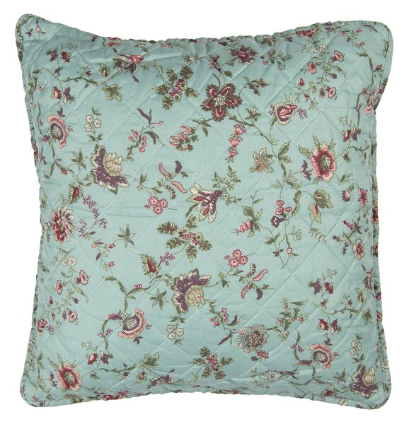 Tyrkysový povlak na vankúš s kvetmi Flowers - 50 * 50 cm - Clayre & Eef