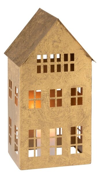 Zlatý kovový domček na sviečku - 19*17*37cm - J-Line by Jolipa