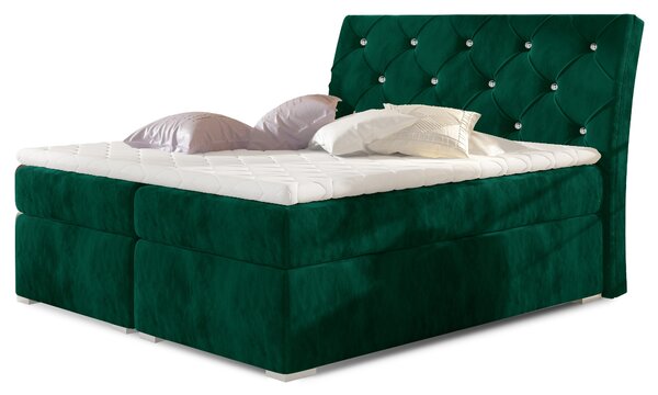 Drevko Manželská posteľ Balvin - Kronos 19, čalúnená - 160 x 200 cm, Zelená