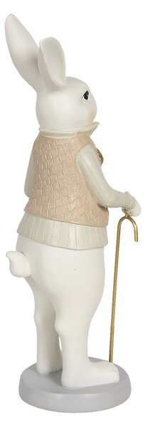 Veľkonočné dekoračné soška králika s paličkou - 12 * 9 * 31 cm - Clayre & Eef