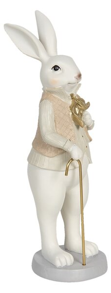 Veľkonočné dekoračné soška králika s paličkou - 12 * 9 * 31 cm - Clayre & Eef