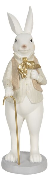 Veľkonočné dekoračné soška králika s paličkou - 12 * 9 * 31 cm - Clayre & Eef