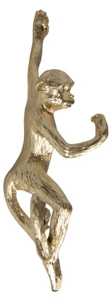 Zlatý nástenný háčik v dizajne opice - 8 * 6 * 19 cm - Clayre & Eef