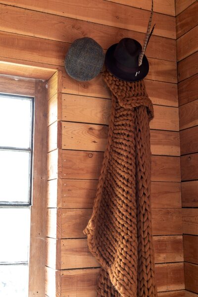 Pletený hnedý pléd Tricot orange brown - 152 * 127 cm - J-Line by Jolipa
