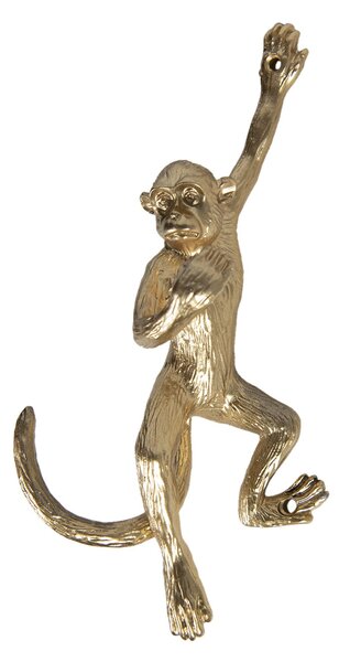 Zlatý nástenný háčik v dizajne opice - 8 * 6 * 19 cm - Clayre & Eef