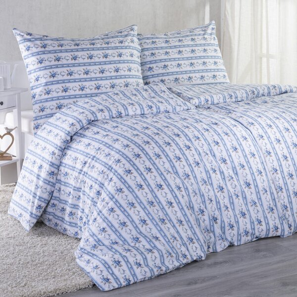 Bavlnené posteľné obliečky ROZÁLIE modrá predĺžená dĺžka