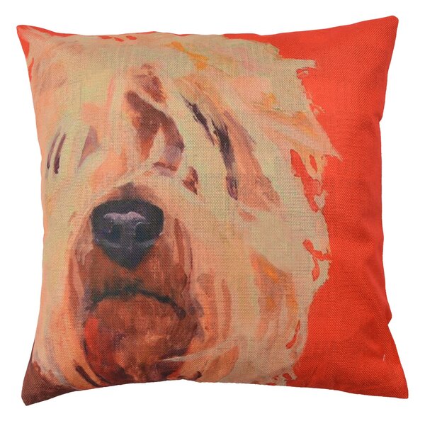 Červený povlak na vankúš s psím motívom Psy - 43 * 43 cm - Clayre & Eef