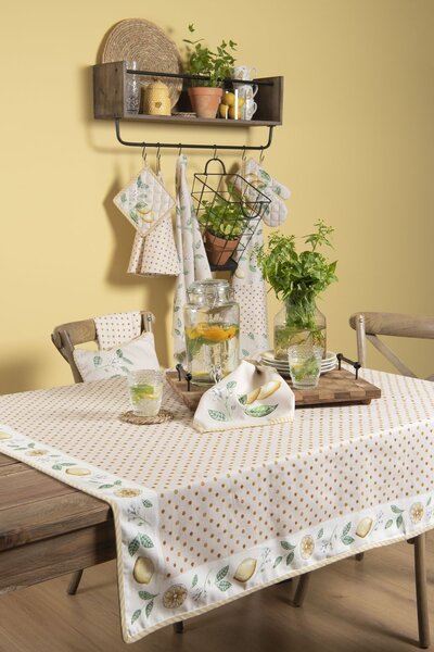 Bavlnená kuchynská utierka s citróny a bodkami Lemons & Leafs - 50 * 85 cm - Clayre & Eef