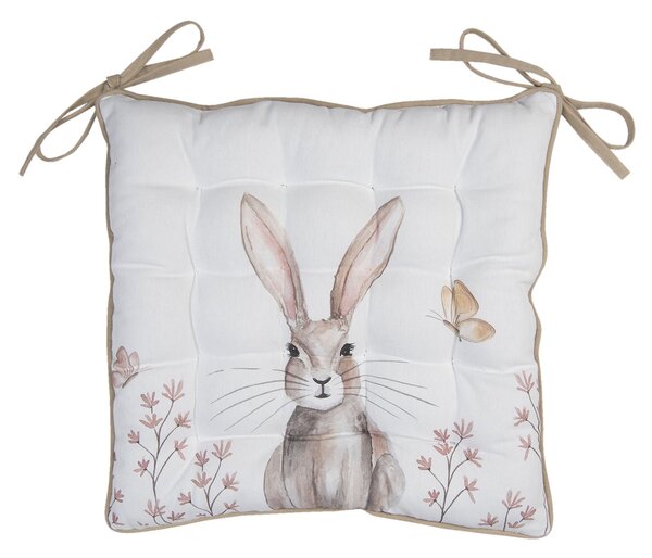 Bavlnený podsedák s výplňou s motívom králika Rustic Easter Bunny - 40 * 40 cm - Clayre & Eef