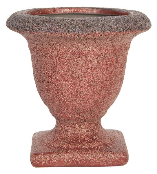 Červený keramický kvetináč s patinou Tasse - Ø 12 * 12 cm - Clayre & Eef