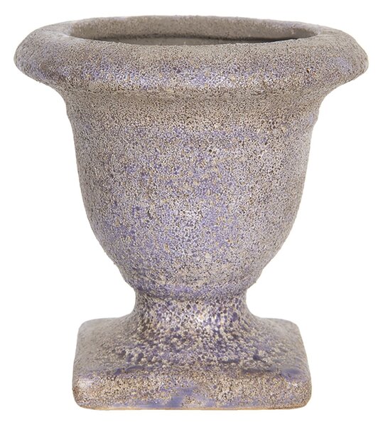 Fialový keramický kvetináč s patinou v antickom štýle Tasse - Ø 12 * 12 cm - Clayre & Eef
