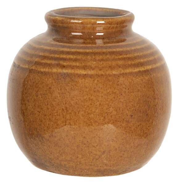Hnedá glazúrovaná váza - Ø 8 * 8 cm - Clayre & Eef