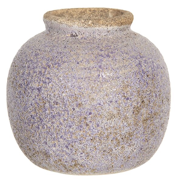 Retro váza s nádychom fialovej a odreninami - Ø 8 * 8 cm - Clayre & Eef