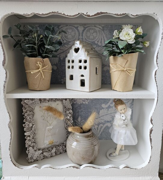 Svetlo hnedo-šedá baňatá vázička Mitto - Ø 8*8 cm - Clayre & Eef